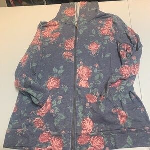 Style & Co Blue Pink Green Floral Jacket M